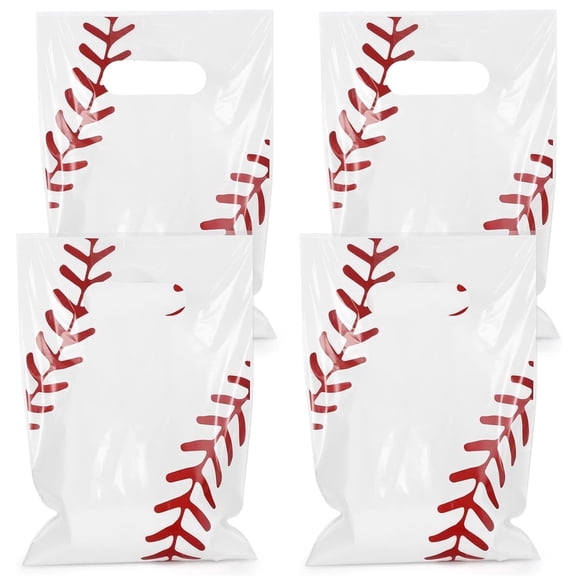 BOLIANNE 50 pcs Baseball Party Gift Bags with Handle, Baseball Goodie Bags Favors For Birthday Presents Packing Candy Snack Goodie Storage 9.8*6.5IN