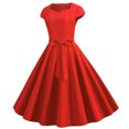 thumbnail image 1 of Robe Vintage à Manches Courtes pour Femmes, Années 50, Décontractée, Soirée, Bal, 1 of 9