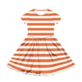 thumbnail image 3 of CCRFTGI Short Sleeve Dresses for Child Girls 7-8 Casual Summer A Line Skater Dress Cute Striped Dresses Party Girls Clothes Fashion Orange 5-6 Years, 3 of 5