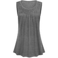 thumbnail image 6 of Tank Tops for Women Plus Size Fashion Summer Round-Neck Sleeveless Solid Casual Tank Top Blouse, 6 of 7