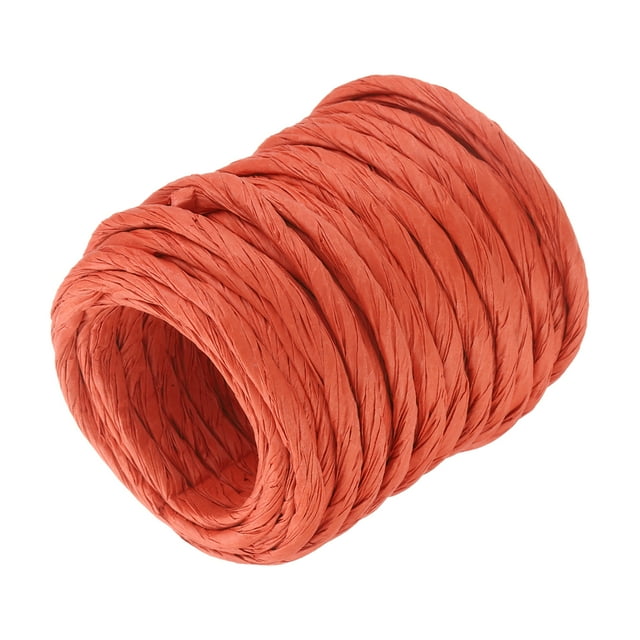 Unique Bargains Corde d'Emballage en Papier Raphia 13.1 Yards Corde/corde/corde Torsadée Faite à la Main Orange Rouge