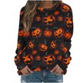 thumbnail image 1 of Chandail à Capuche Oversize pour Femmes Chandail Décontracté Imprimé Halloween Manches Longues Col Rond Multicolore, 1 of 5
