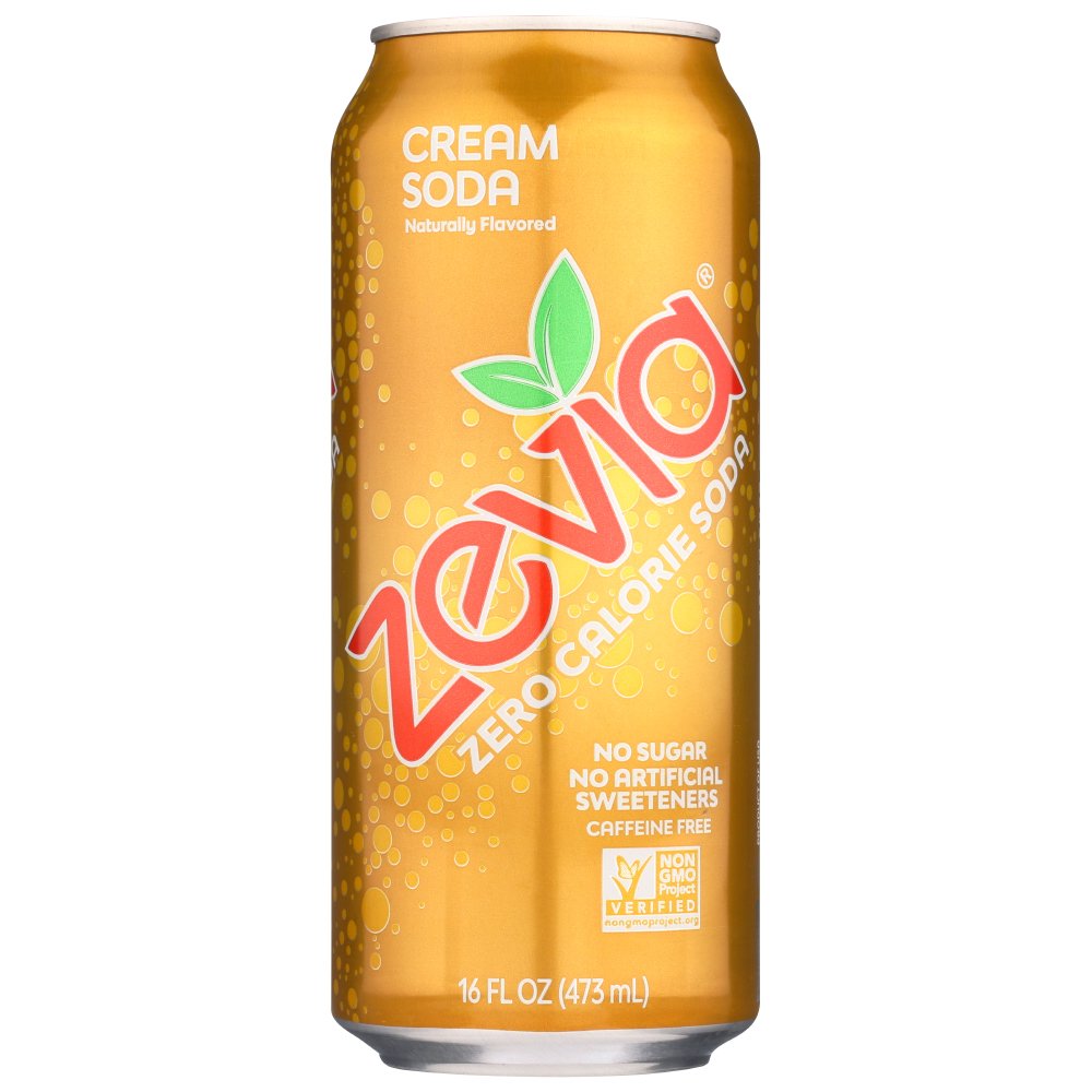 Zevia Soda Zero Calorie Cream Soda Tall Girls Can, 16 Fl Oz