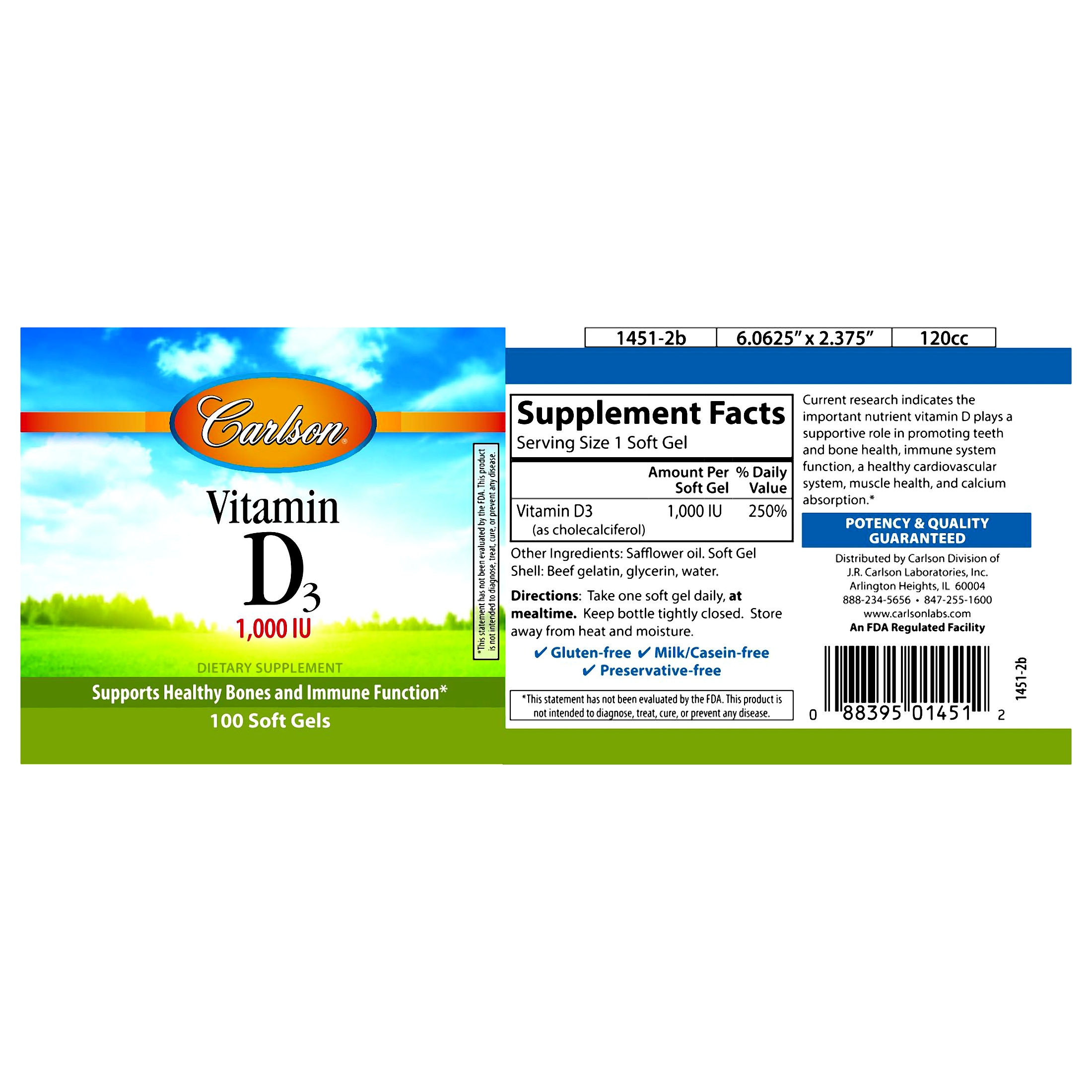 Carlson Laboratories Vitamina D Natural 1000 UI 100 Softgel 4