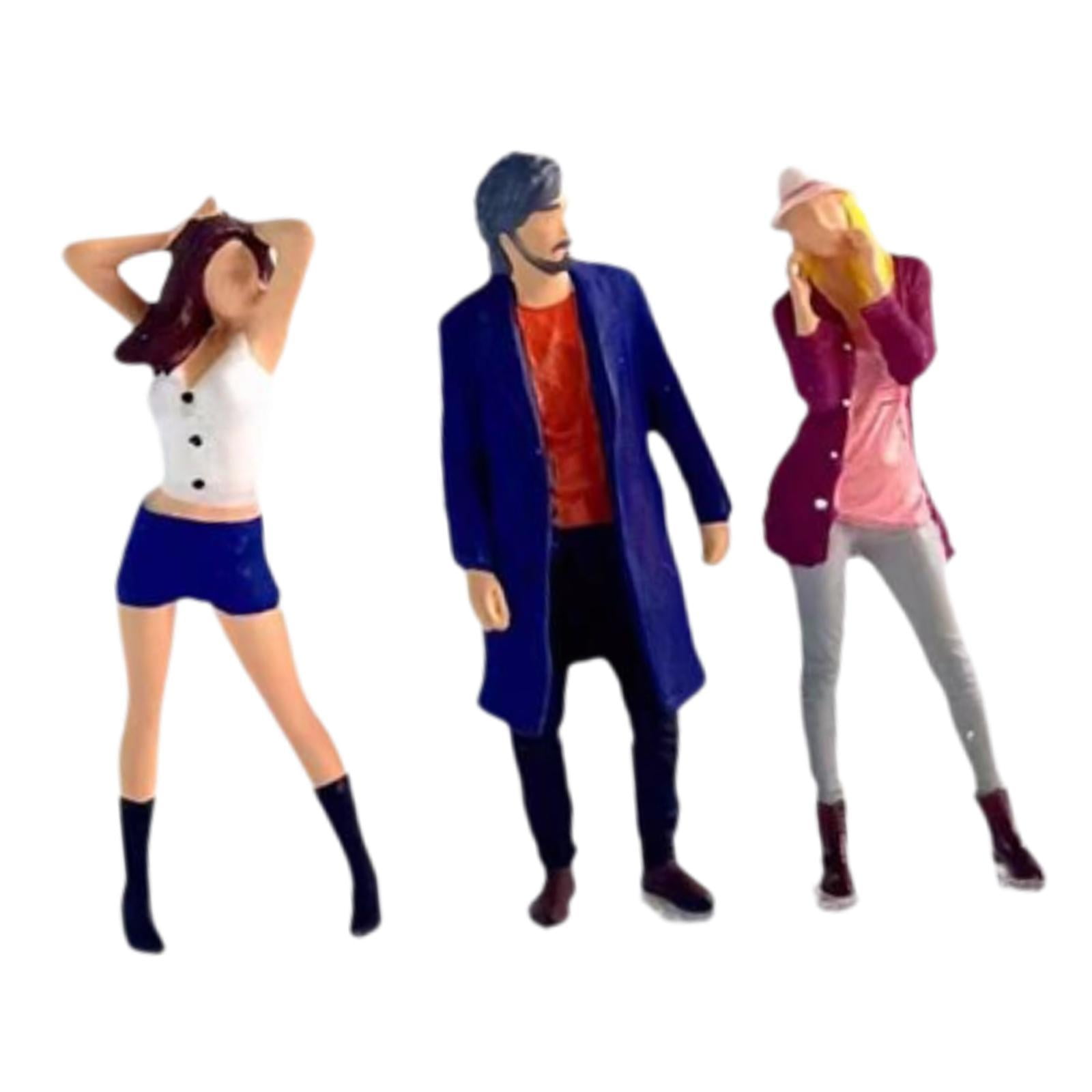 Rushawy 3 Pieces 1/64 People Figures Crafts for Micro Landscapes Diorama Photo Props White Blue