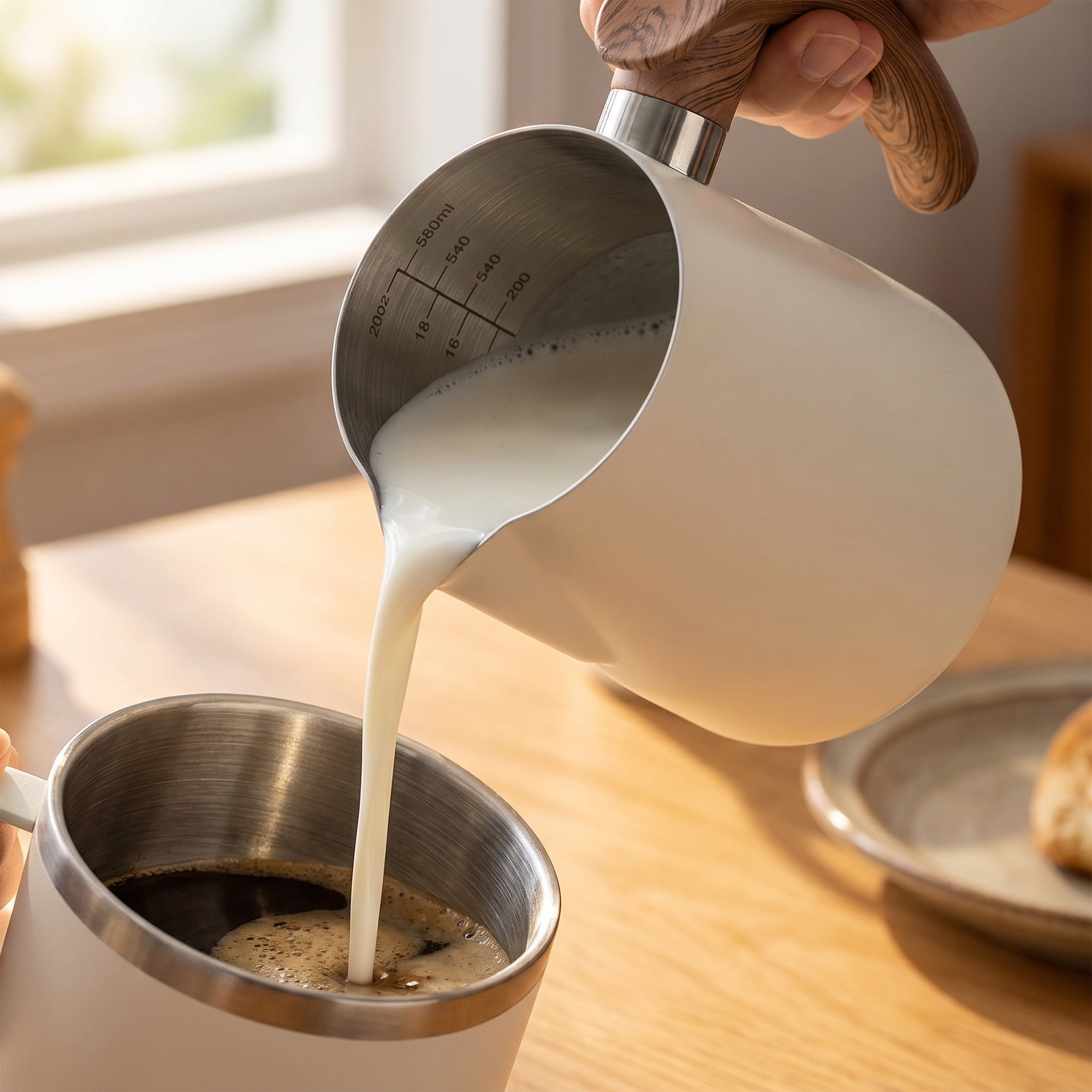 Unique Bargains Stainless Steel Measuring Cup for Accurate Kitchen Work White 600ml
