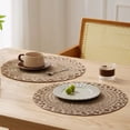 thumbnail image 6 of Kieccall Dining Placemats Braided Straw Heat Resistant Mats Round Washable Hollow Out For Home Dining Table, 6 of 6