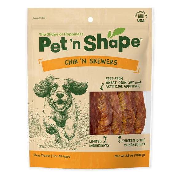 Pet 'n Shape Chik 'n Skewers – Chicken Wrapped Rawhide Chew Dog Treats - 2 Pound