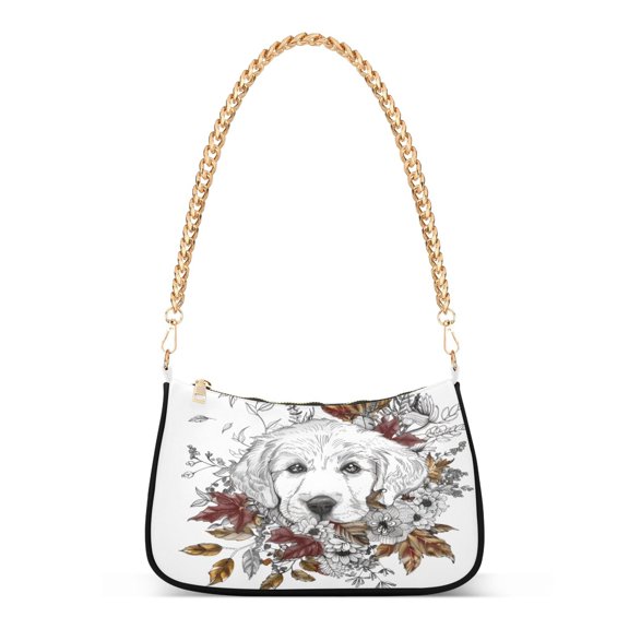 ALAZA Puppy Dog Leaf Women's Chain Shoulder Bag Hobo Handbag Tote Crossbody Purse