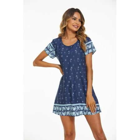 

FEREMO Plus Size Short Sleep Shirt Womens Print Sleepwear for Women