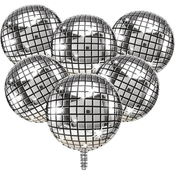 HNZHSL Globos de Bola de Discoteca 4D, 6 Piezas Globos de Fiesta de 22”, Disco Ball Decoracion para Decoraciones Fiesta Retro de 70s, Temática Disco, Cumpleaños, Despedida Soltero