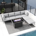 thumbnail image 3 of LayinSun 7 Pieces Aluminum Patio Furniture Set, Modern Modular Sectional Sofa with Fire Pit Table and Upgrade Thickness Cushion, 3 of 8