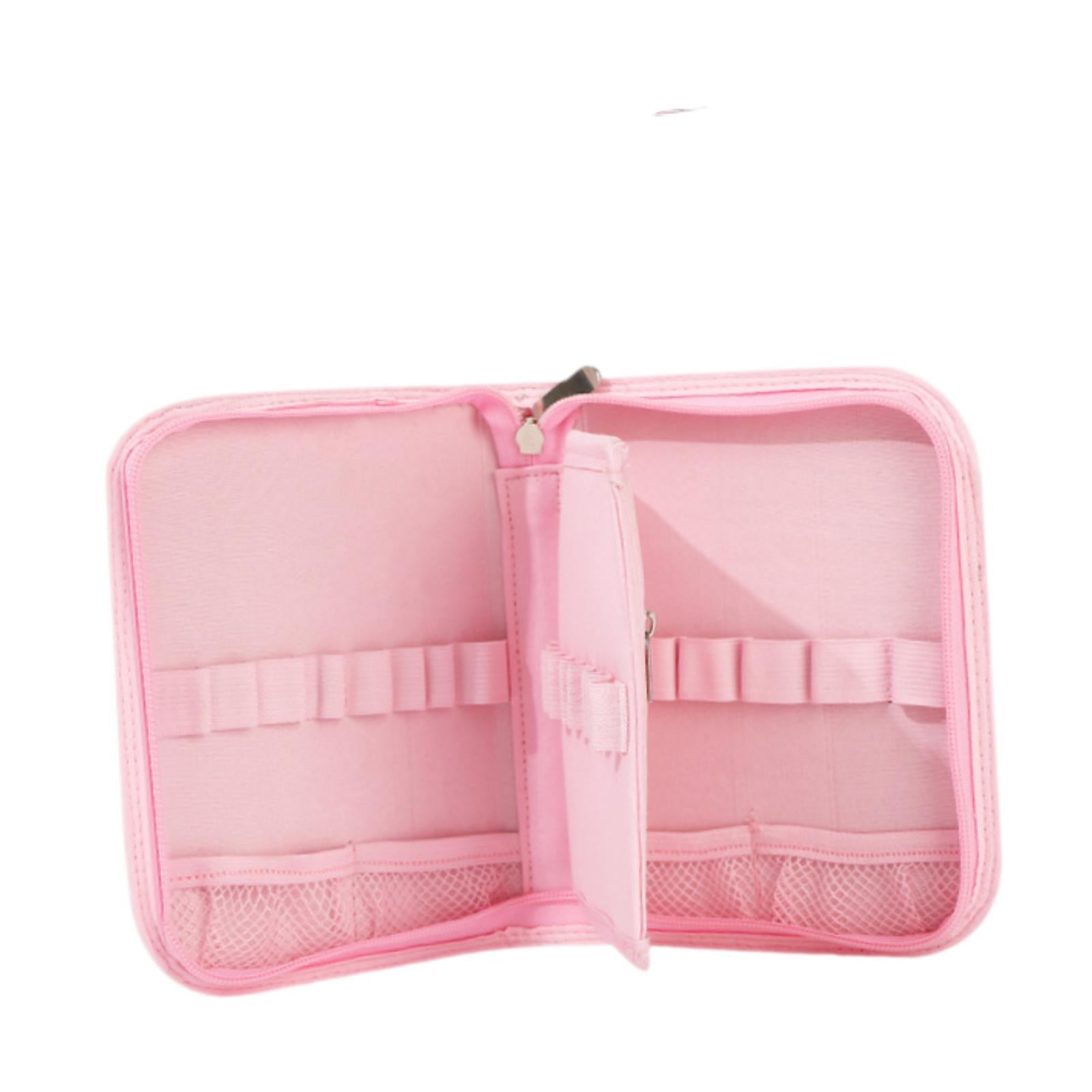 S SERENABLE Crochet Hook Case Organizer Bag Storage Zipper Pouch Portable Polyester Double Layer Design for Storing Crochet Hooks And Knitting Accessories Suitabl Pink