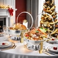 thumbnail image 2 of Bingirl Ensemble de 4 Plats Anti-Frottement 5 Qt pour Buffet : Réchauffe-Plats Ronds pour Traiteur en Acier Inoxydable avec Couvercle en Verre et Support de Couvercle, Or - Fini pour Fêtes et Événements, 2 of 7