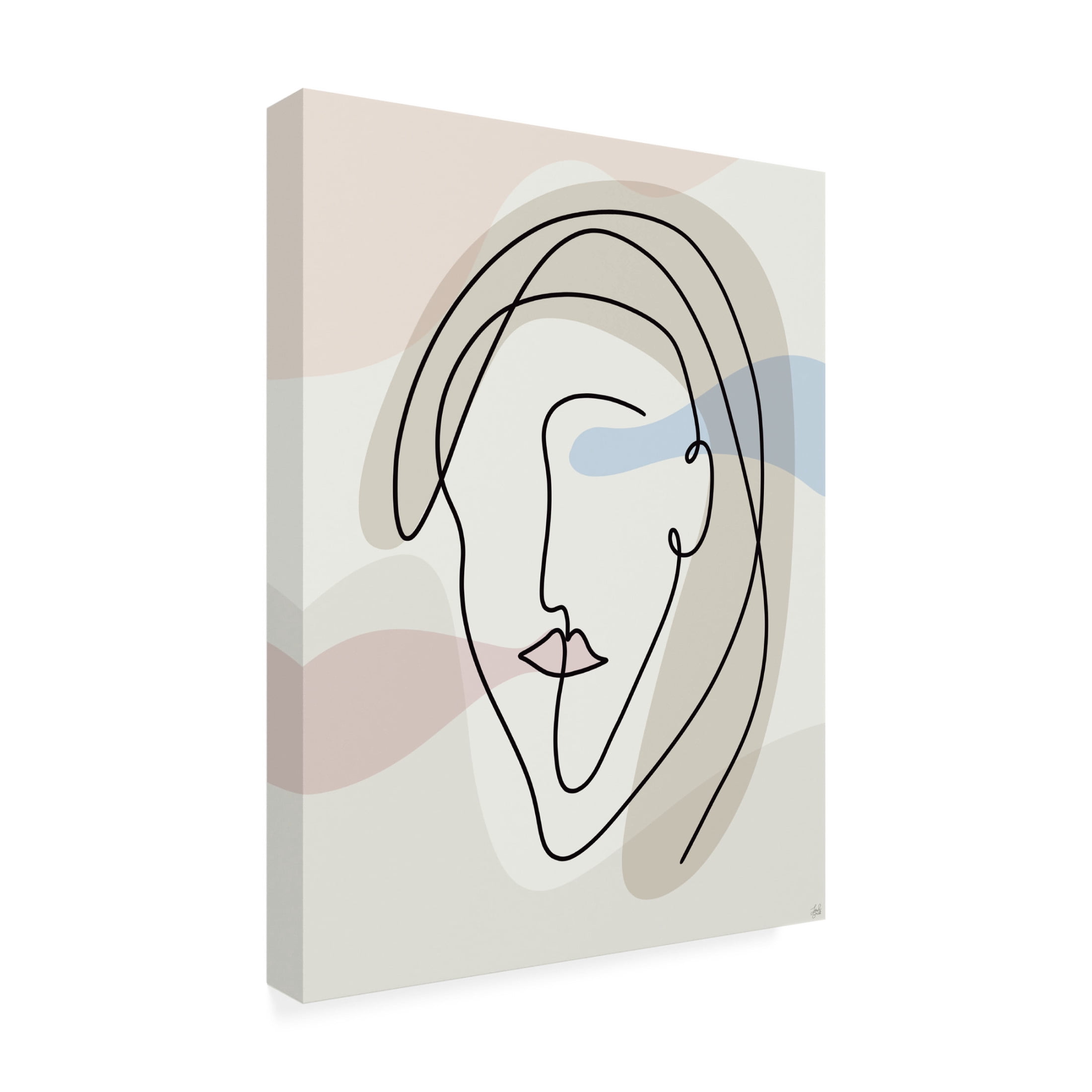 Canvas Wall Art - Line and Brush 'Line And Face 2' Wall Art for Living Room, Bedroom, or Office Décor by Trademark Fine Art - 18 x 24 Inches