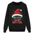 thumbnail image 4 of Fiaer Christmas Family Matching Sweatshirt Long Sleeve Letter Santa Hat Print Pullover Trendy Crew Neck Loose Fit Warm Breathable Tops Mom Black S, 4 of 4