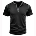 thumbnail image 3 of DDAPJ pyju Mens Short Sleeve Henley Shirts Solid Color Casual 3 Button T-shirts Collarless Workout Tee Lightweight Summer Basic T-shirt Black XL, 3 of 7