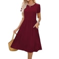 thumbnail image 3 of Zeagoo Short Sleeve Dress for Women Boho Beach Dresses Aline Midi Sundress with Pocket Casual Loose Shift Dress Summer Floral Tshirt Dress, 3 of 6