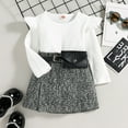thumbnail image 4 of Sngxgn Toddler Girl Fall Winter Clothes Turtleneck Puff Sleeve Tops and Skirt Set Kids Fashion Outfits(White,90), 4 of 8