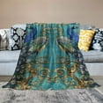 thumbnail image 2 of Orinice Peacock Blanket Teal Wildlife Fleece Throw Blanket Peacock Feathers Flannel Plush Blanket Soft Microfiber Fuzzy Blanket 40x50in, 2 of 6