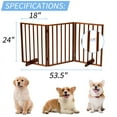 thumbnail image 2 of Zephypaws 24"H Free Standing Pet Gate for Dog Cat, Wooden Dog Gates for Doorway, Stairs, Foldable Pet Fence for the House, Expandable Dog Barrier, Indoor Use, 3 Panels Brown, 2 of 9