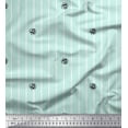 thumbnail image 1 of Soimoi Green Silk Fabric Bee & Stripe Decor Fabric Printed Yard 42 Inch Wide, 1 of 3