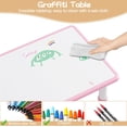 thumbnail image 3 of Adjustable-height para niños' mesa y chair set 472 x 23.6 x 18.9 pulgadas rectangular superficie con grafiti 4 sillas bpa-free non-slip rosa para ages 2-10 (playroom classroom home), 3 of 7