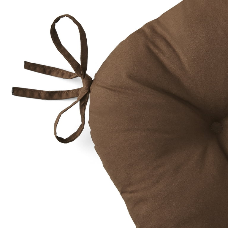 Mainstays Faux Suede 14.5 Chair Cushion with Ties, 4 Pack, Brownstone 