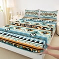 thumbnail image 3 of Manfei Tribal Boho Aztec Twin Sheet Sets for Adult, Hippie Abstract Twin Fitted Sheet, Soutnwestern Theme Flat Sheet, Breathable Home Decor, 3pcs, 3 of 7