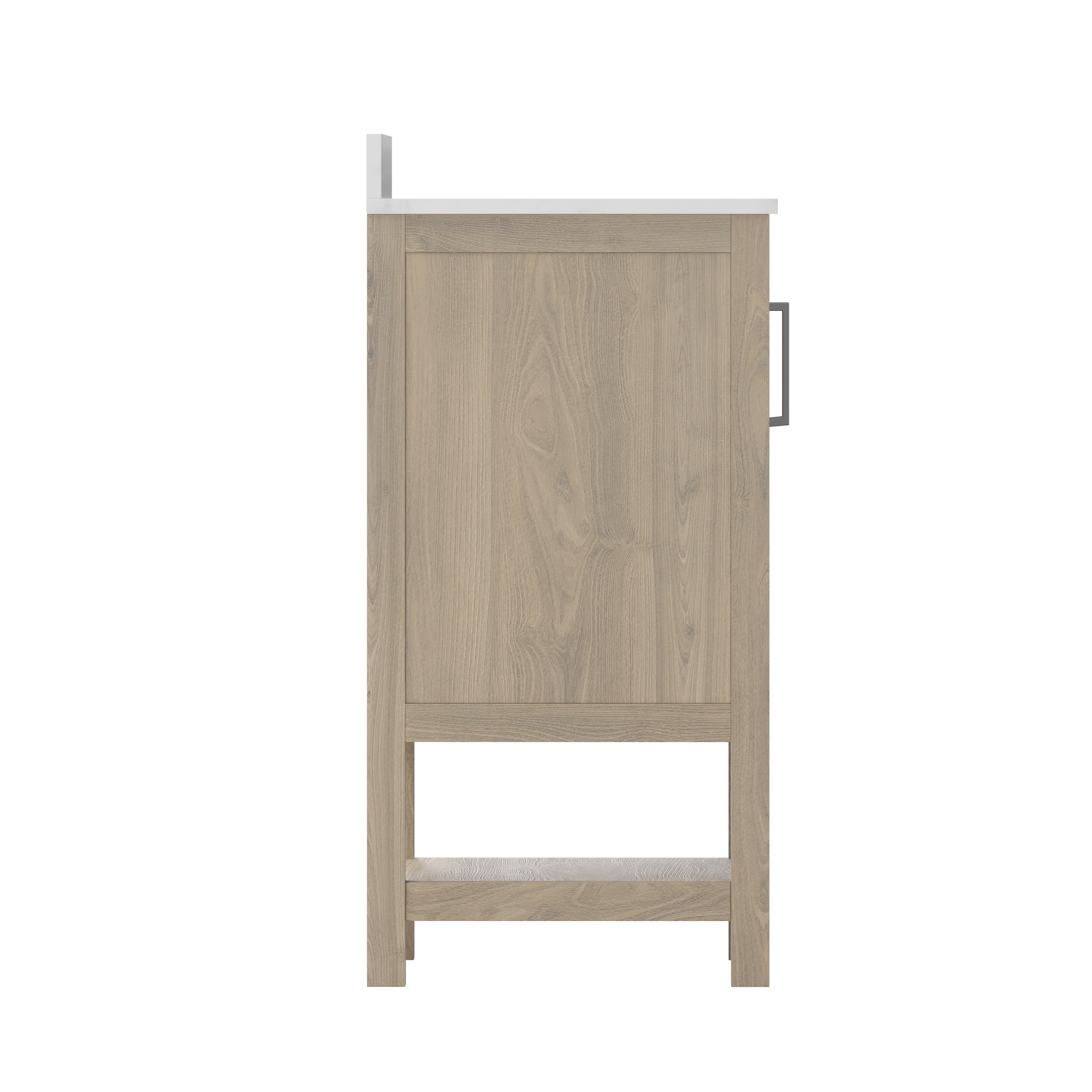 Merrick Lane 24 Inch Bathroom Vanity with Ceramic Sink, Carrara Marble Finish Countertop, Storage Cabinet with Soft Close Doors and Open Shelf in Brown