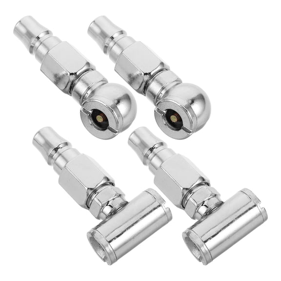 Milisten 4Pcs Dual Head Tire Inflator Nozzle Plated Silver Portable Air Pump Chuck for Motorcycle Bicycle