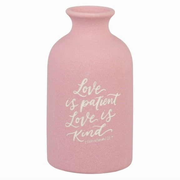 Christian Art Gifts Small Ceramic Scripture Table Vase for Flowers & Plants: Love Is Patient & Kind Inspirationa, (Hardcover)