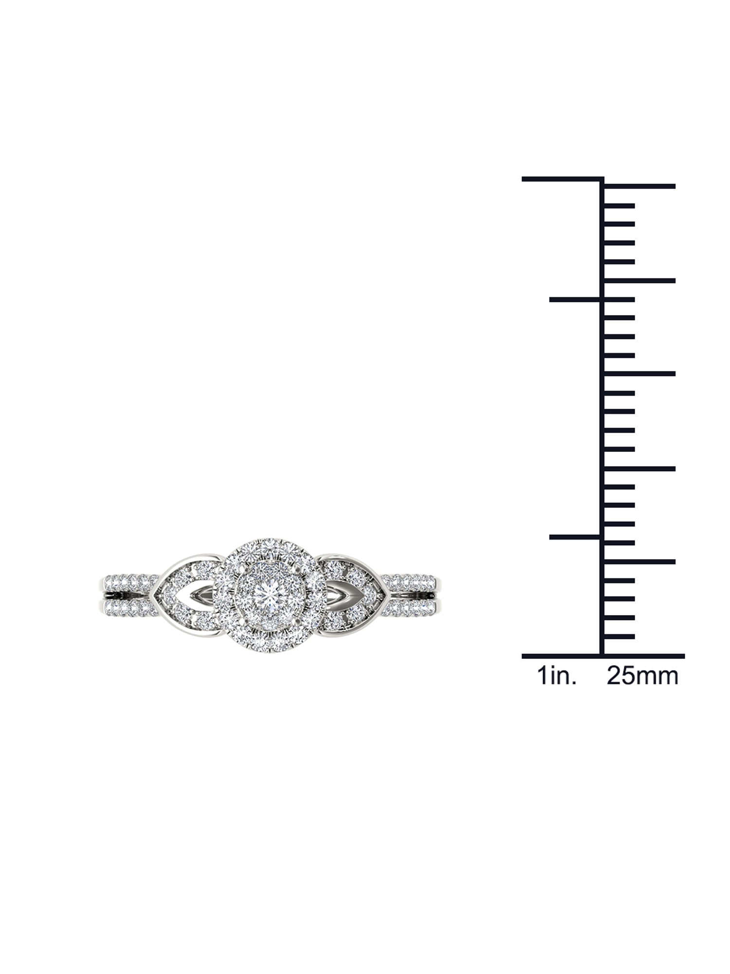 3/8Ct TDW Diamond 10K White Gold Cluster Halo Engagement Ring