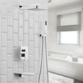 thumbnail image 2 of BWE 12 Inch Chrome Shower System Faucet Waterfall Tub Complete with Spout Set Square Luxury Rain Mixer Pressure Balancing 3-Function Wall Mount Rainfall Rough-in Valve Body and Trim, 2 of 10