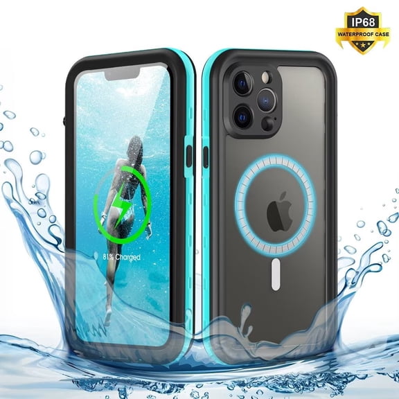 Shellbox Waterproof Case for iPhone 13 Pro Magnetic Case for Charging Shockproof Protective Cover with Screen Protector (6.1" Blue)