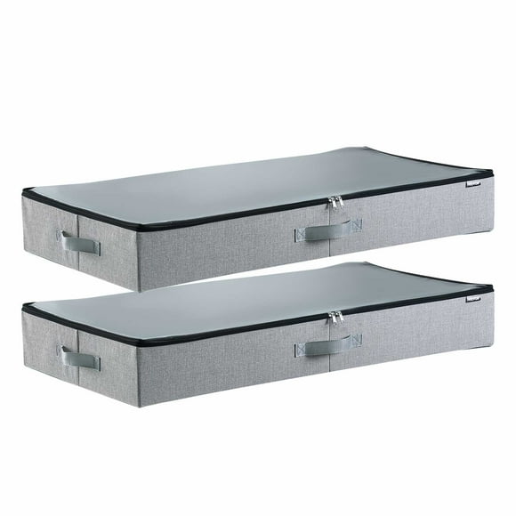 VEVOR Under Bed Storage with Clear Lids, 33.5 x 16.9 x 4.7 Inch, 45L Large Underbed Clothes Storage Containers, Low Profile Under Bed Drawer Shoe Organizer Bins Box for Blanket Shoe Bedroom, 2 Pack