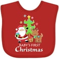 thumbnail image 3 of Inktastic Baby's 1st Christmas with Santa Reindeer and Tree Boys or Girls Baby Bib, 3 of 4