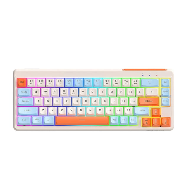 Estbridge Wireless Mechanical Keyboard 68 Keys Mini Office Keyboard Tri-mode Bt5.0/2.4ghz/usb-c Wireless Gaming Keyboard for Windows Laptop Pc Gamer