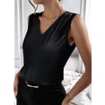 thumbnail image 6 of Women Silk Satin Tank Tops V Neck Casual Sleeveless Camisole Blouses Summer Basic Tank Shirt Black XL, 6 of 8