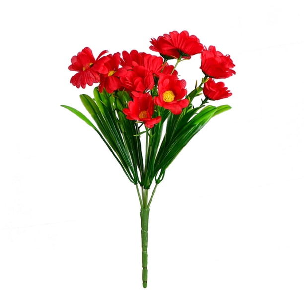 Cateissary 2 uds 5 tenedores 15 cabezas girasol Artificial estilo rústico decoración Floral del hogar Flores artificiales rojo