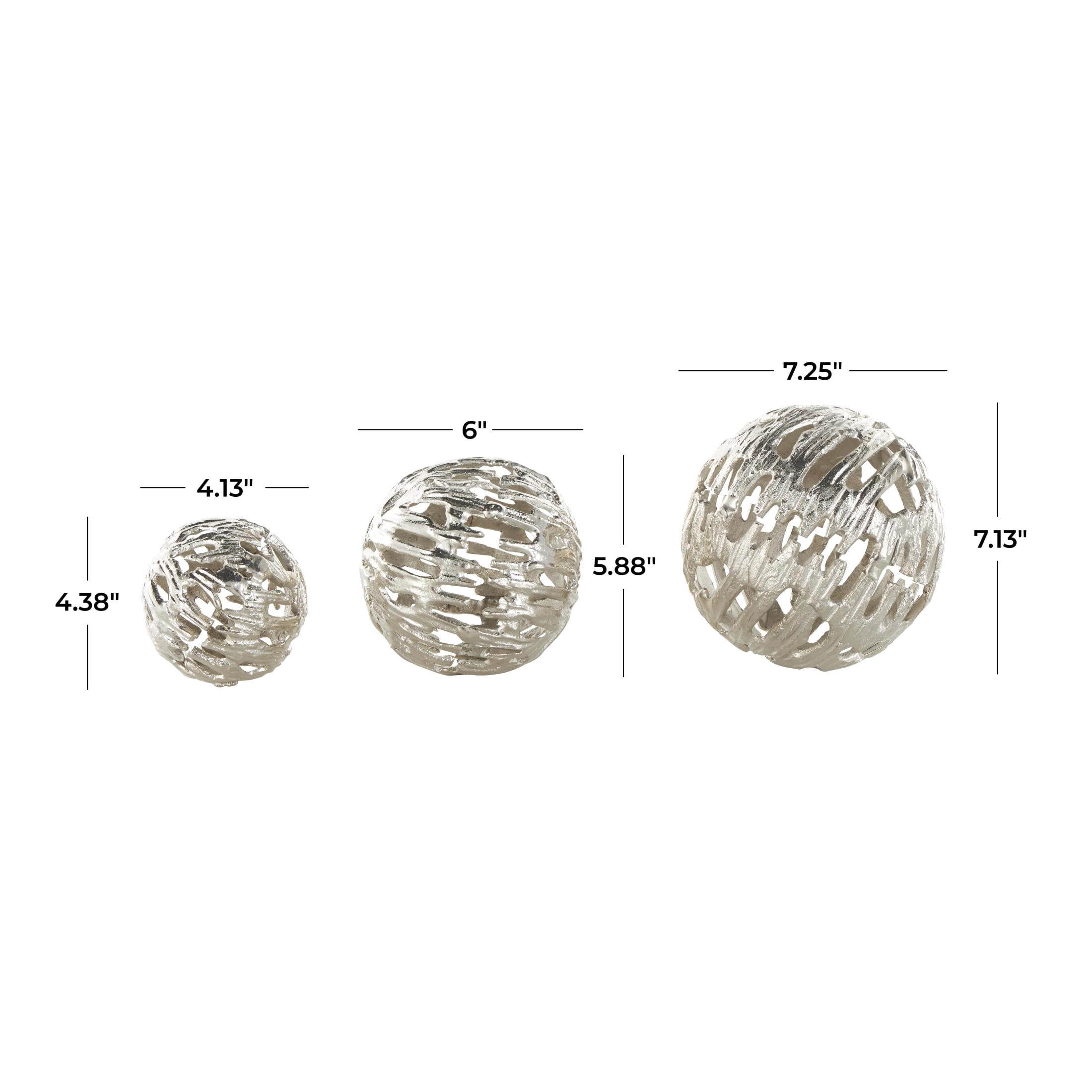 DecMode Silver 7" Abstract Metallic Cutout Aluminum Metal Orbs & Vase Filler (3 Count)