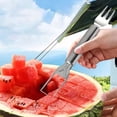 thumbnail image 2 of Viflosae 2 in 1 Watermelon Slicer Cutter Stainless Steel Fruit Cutter Head Portable Windmill Design Melon Cuber with fork Quick Slice Server Tool Kitchen Gadget for Home Summer Fruit Cutting, 2 of 7