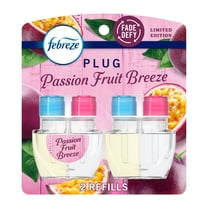 Febreze Plug In Air Freshener, Odor-Fighting Scented Oil Refill, Passion Fruit Breeze Scent, 2 Refills