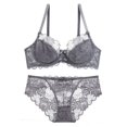 thumbnail image 1 of Ropa interior sexy europea y americana de talla grande para mujer, sujetador de encaje transpirable transparente ultrafino, conjunto de sujetador antiflacidez pequeño con pecho grande, 1 of 5