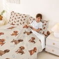 thumbnail image 3 of Homewish Cute Dachshund Animal Bed Sheets,Dog Bone Full Size Sheets,Brown,4-Piece,1 Flat Sheet, 1 Fitted Sheet and 2 Pillowcases, 3 of 6