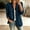 A100 Dark Blue, variant on Women's Denim Jacket Ruffle Trim Long Puff Sleeve Vintage Wash Jean Coat Open Front Lightweight Cardigan Shacket Casual Spring Fall Fashion Outerwear Everyday Wear