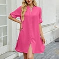 Ashirexll Summer Dresses for Women 2025 Fashion Solid Color Buttons