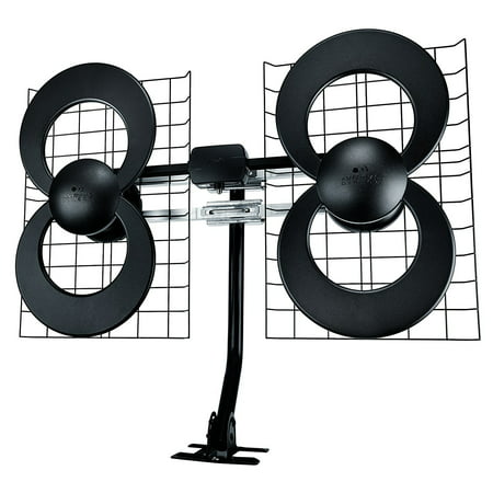 clearstream 4max tv antenna, 70+ mile range, multi-directional, indoor, attic, outdoor, 20-inch mast with pivoting base, all-weather mounting hardware, 4k ready,