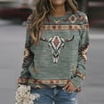thumbnail image 1 of Pntutb moda mujer manga larga otoño estampado o-cuello blusa sudaderas jerseys camisas tops Pntutb Pntutb-3673, 1 of 7