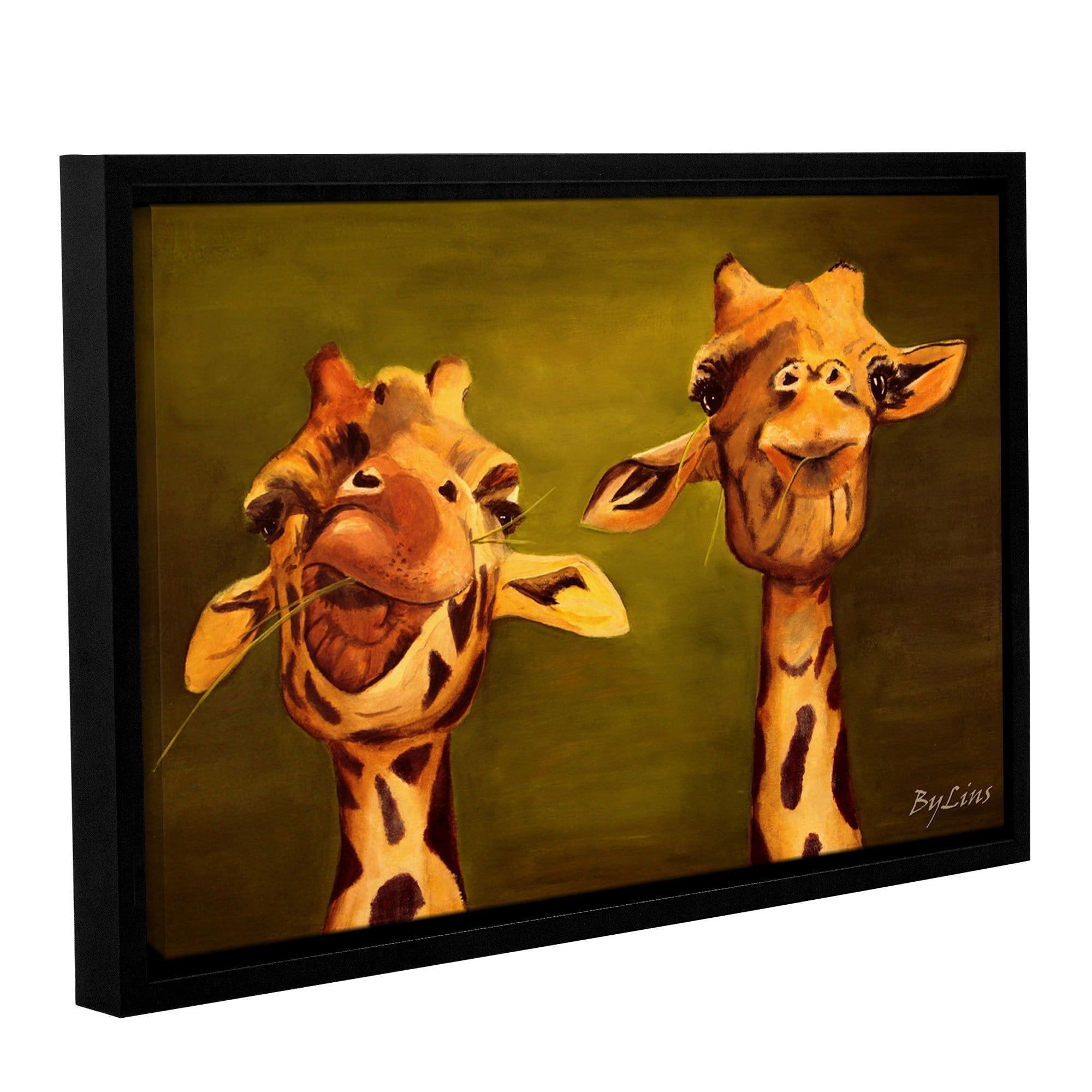 ArtWall Lindsey Janich "Giraffe Buddies" Gallery-Wrapped Floater-Framed Canvas